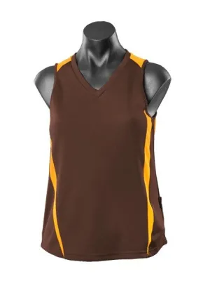 Ladies Eureka Training Singlet - Chocolate/Gold