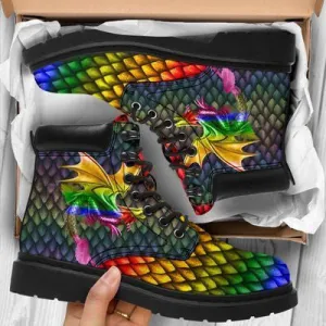 Lgbt Dragon Vegan Leather Boots - Christian Shoes For Men And Women