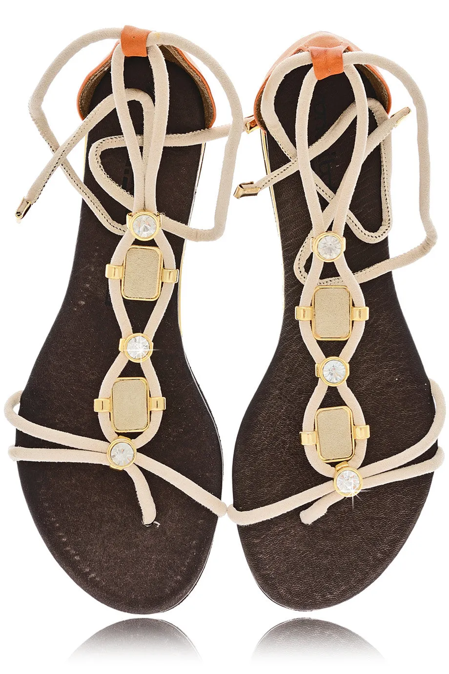 LUCILLE Beige Crystal Sandals