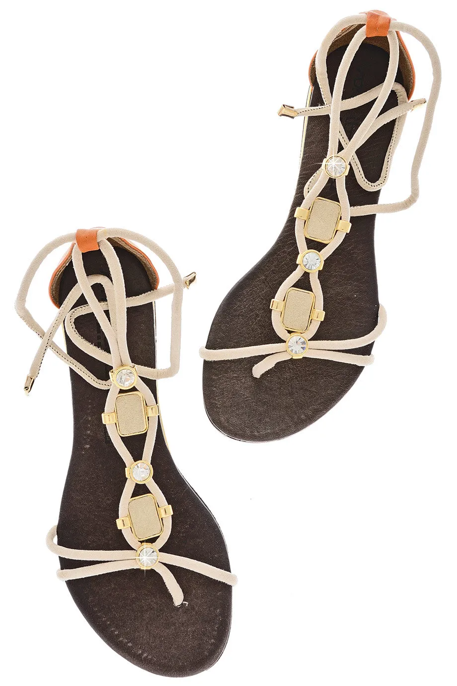 LUCILLE Beige Crystal Sandals