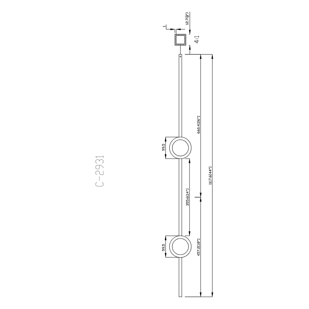 M40244 | Double Ring Iron Baluster | 2931 | 1/2"