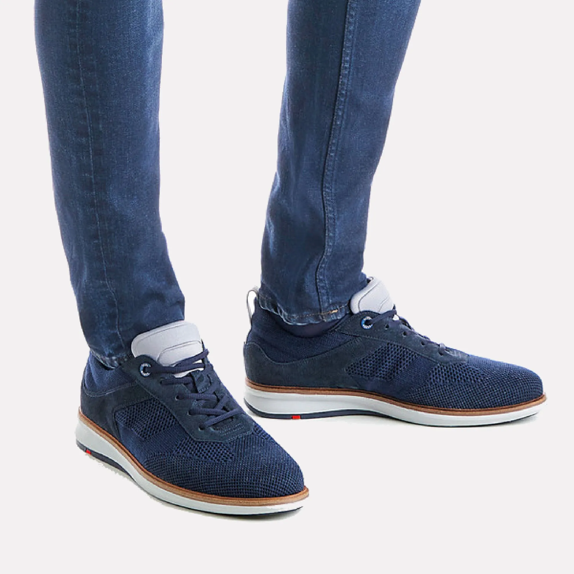 Merlin Lace Up Knit Sneaker / Dark Blue