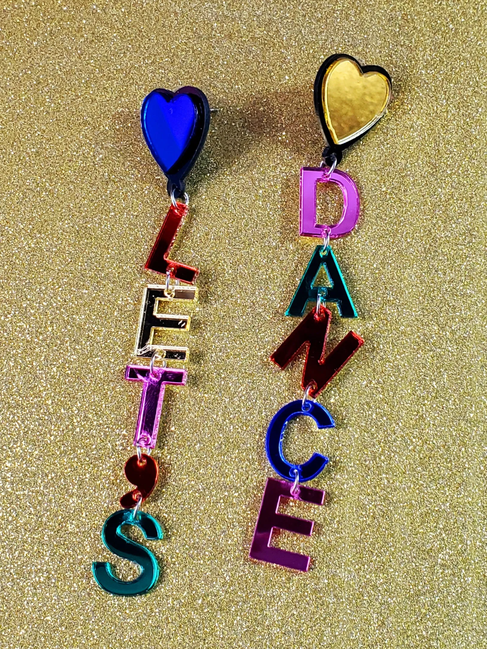 Mirror Acrylic “Let’s Dance” Drop Earrings