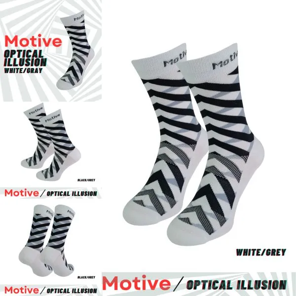 Motive Sock Sport Performance Illusion Crew - White/Grey