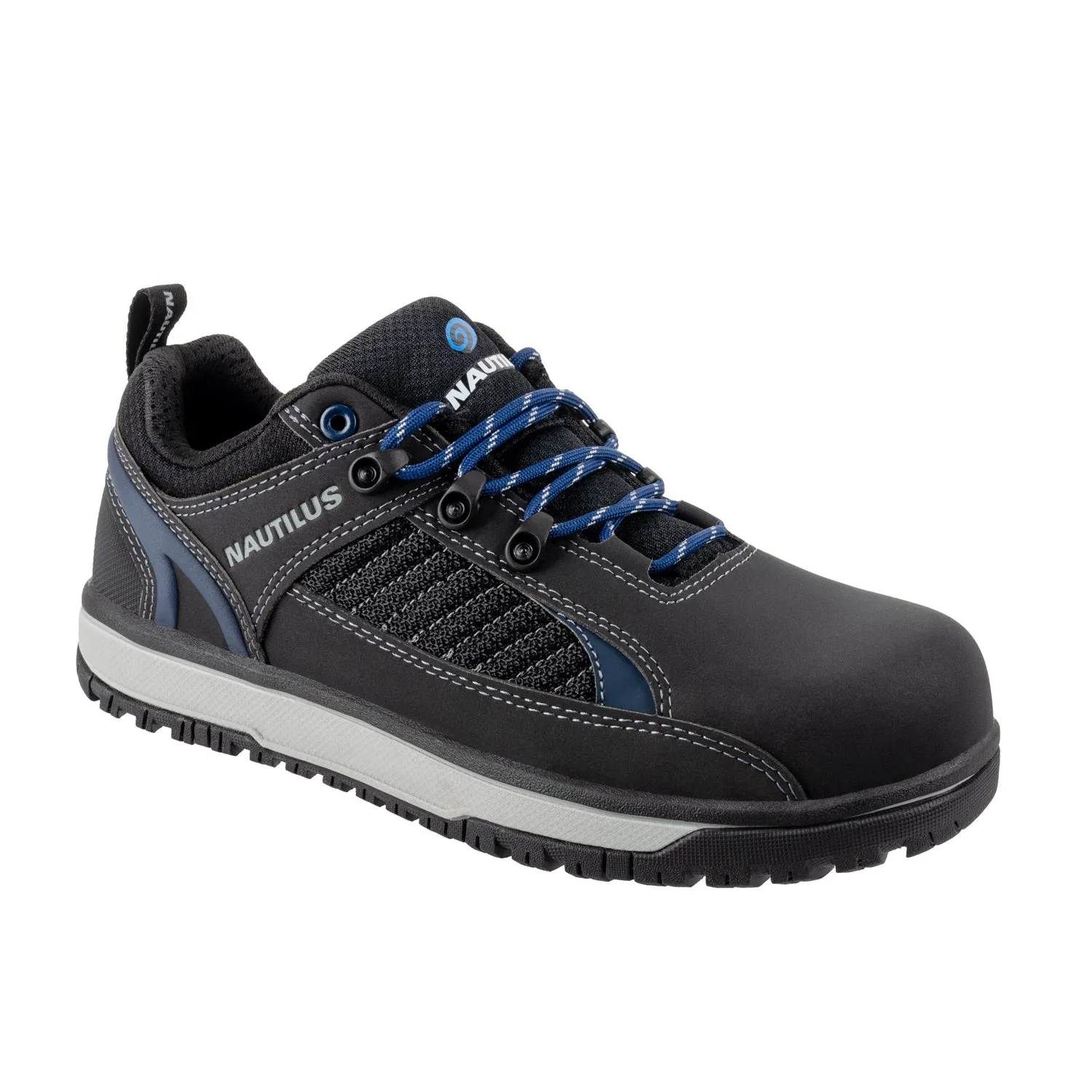 Nautilus Mens Urban Black/Blue Faux Leather AT EH Work Shoes