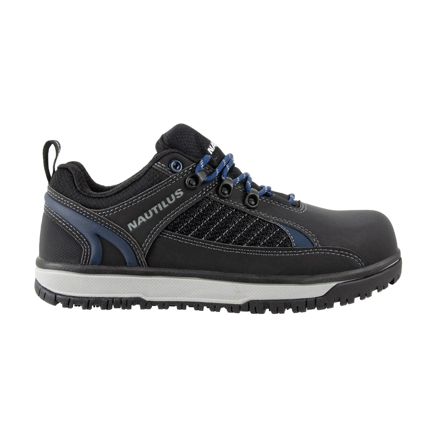 Nautilus Mens Urban Black/Blue Faux Leather AT EH Work Shoes