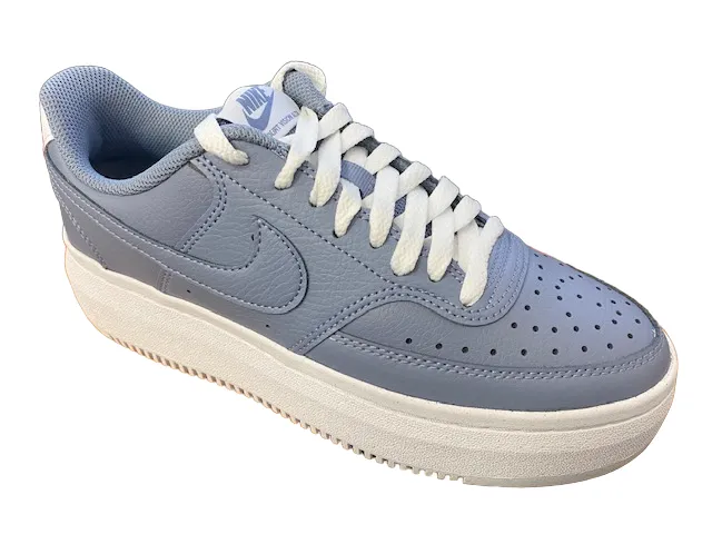 Nike scarpa sneakers con zeppa Court Vision Alta Leather DM0113 400 celeste polvere bianco