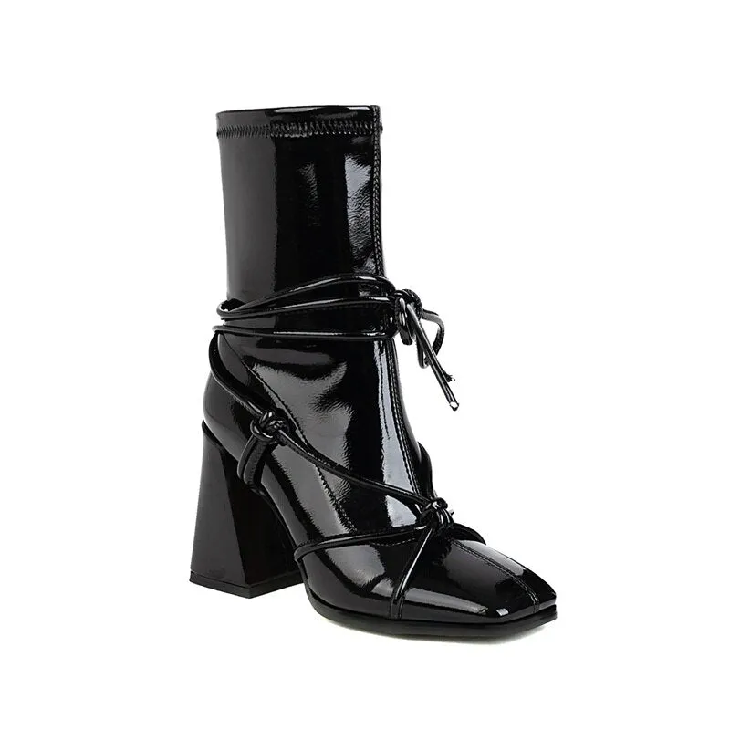 Pre Order:  Patent Leather Ankle Boots