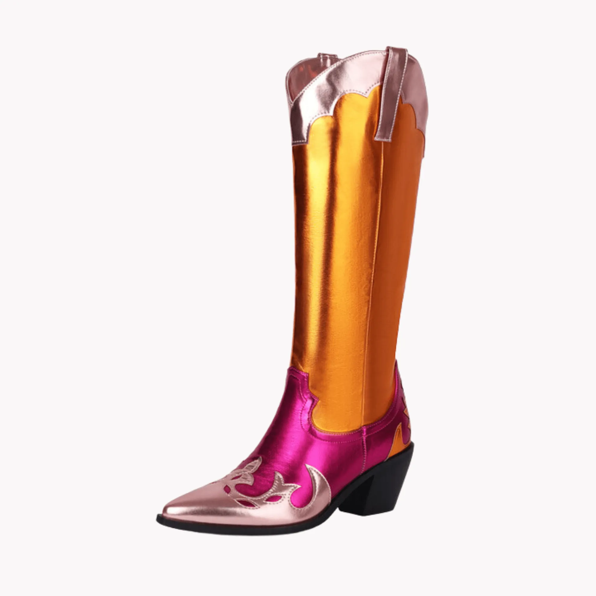 Pre Order:  Shiny Metallic Multicolor Mid-Calf Boots