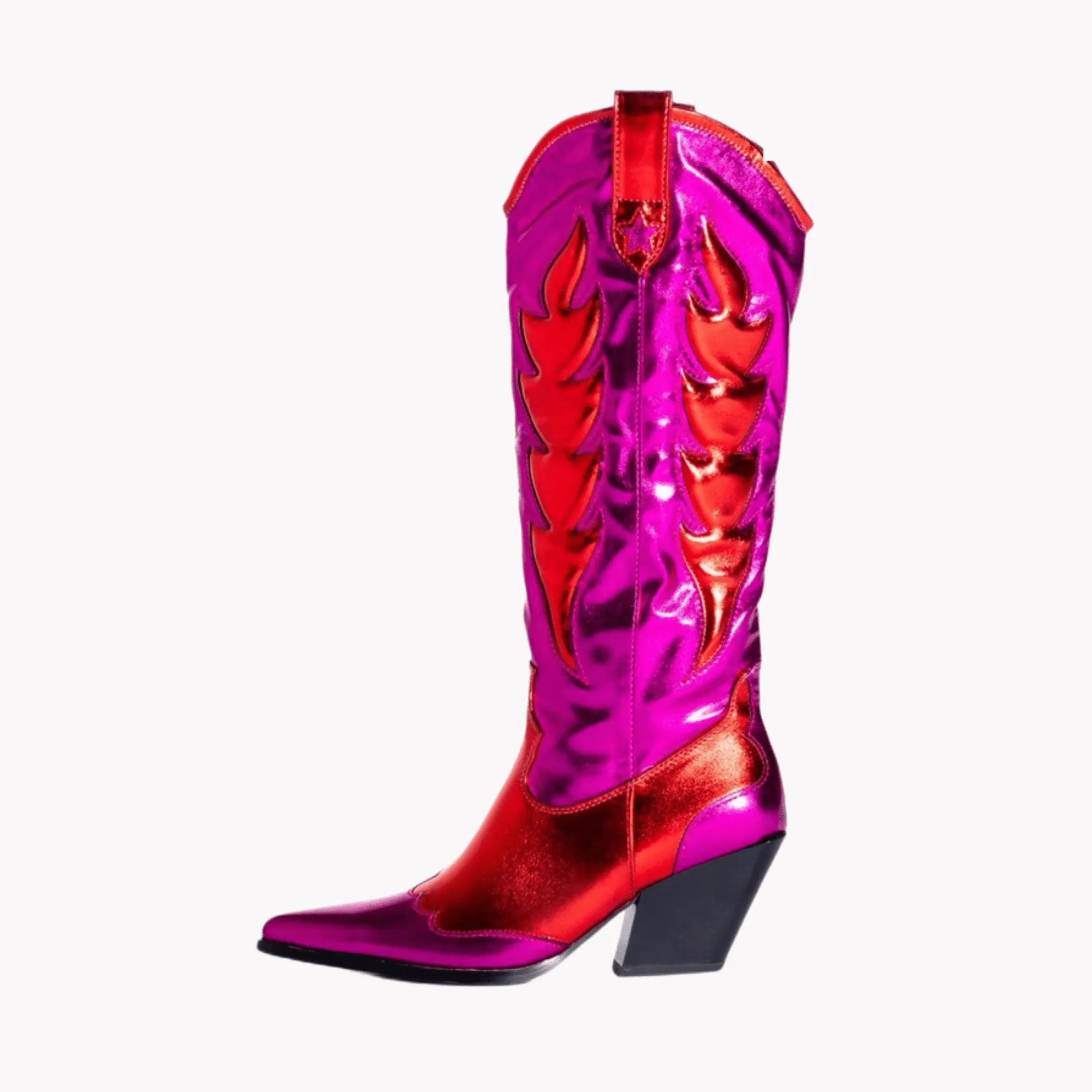 Pre Order:  Shiny Metallic Multicolor Mid-Calf Boots