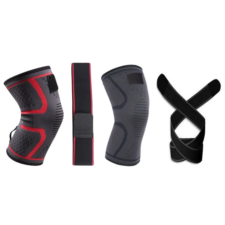 Pressurized Tape Knit Sports Knee Pad, Specification: L (Red)