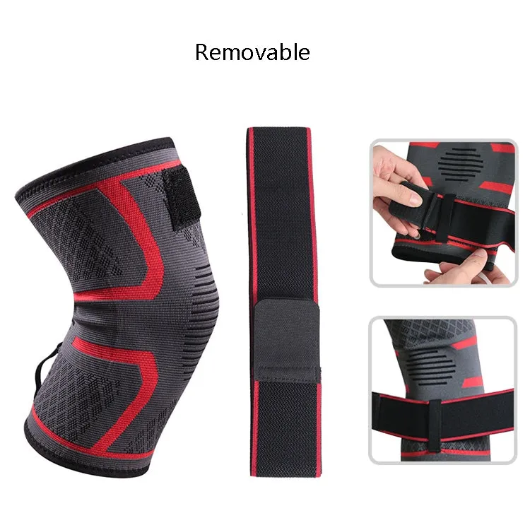 Pressurized Tape Knit Sports Knee Pad, Specification: L (Red)