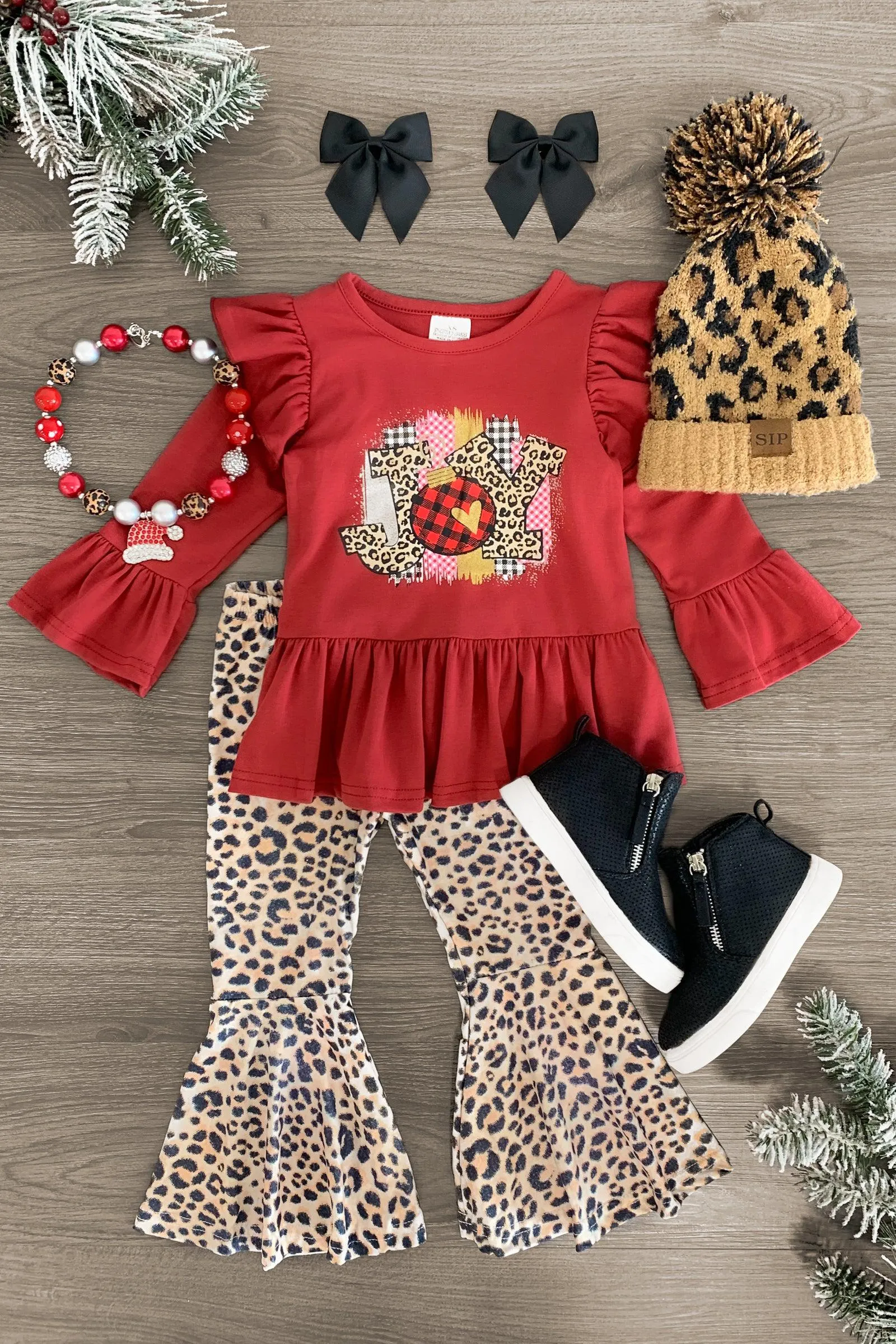 "Joy" Bell Bottom Set & Baby Romper