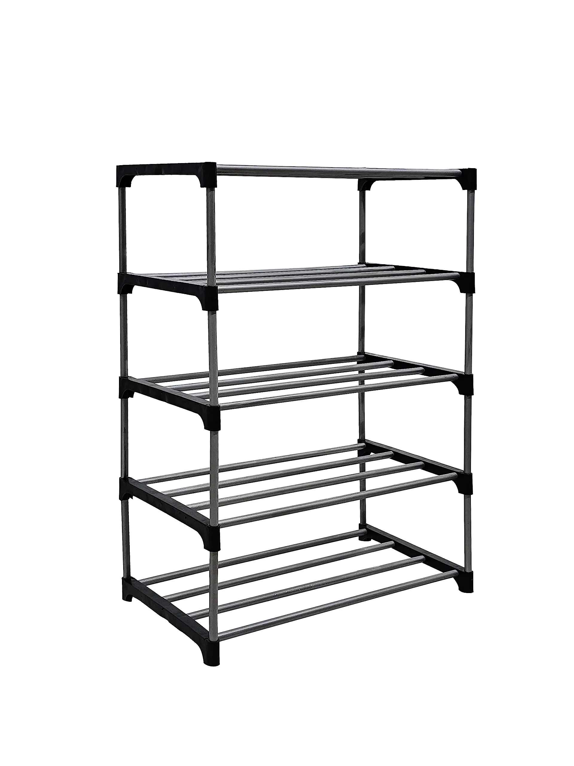 RAXON WORLD Multipurpose 5 Layer Heavy Duty Open Metal Book/Shoe/Cloth Foldable Rack for Anywhere Use