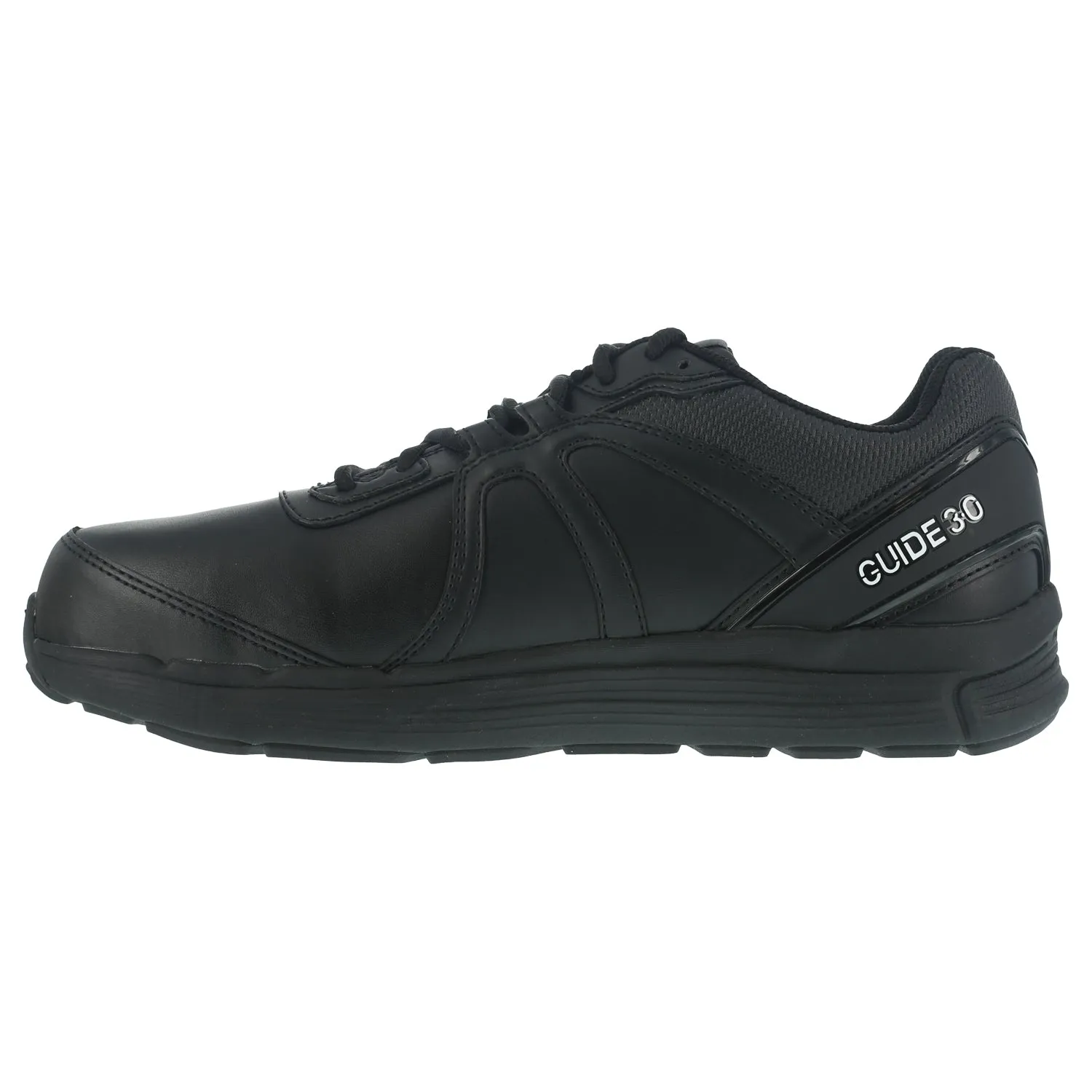 Reebok Mens Black Leather Work Shoes Cross Trainer ST