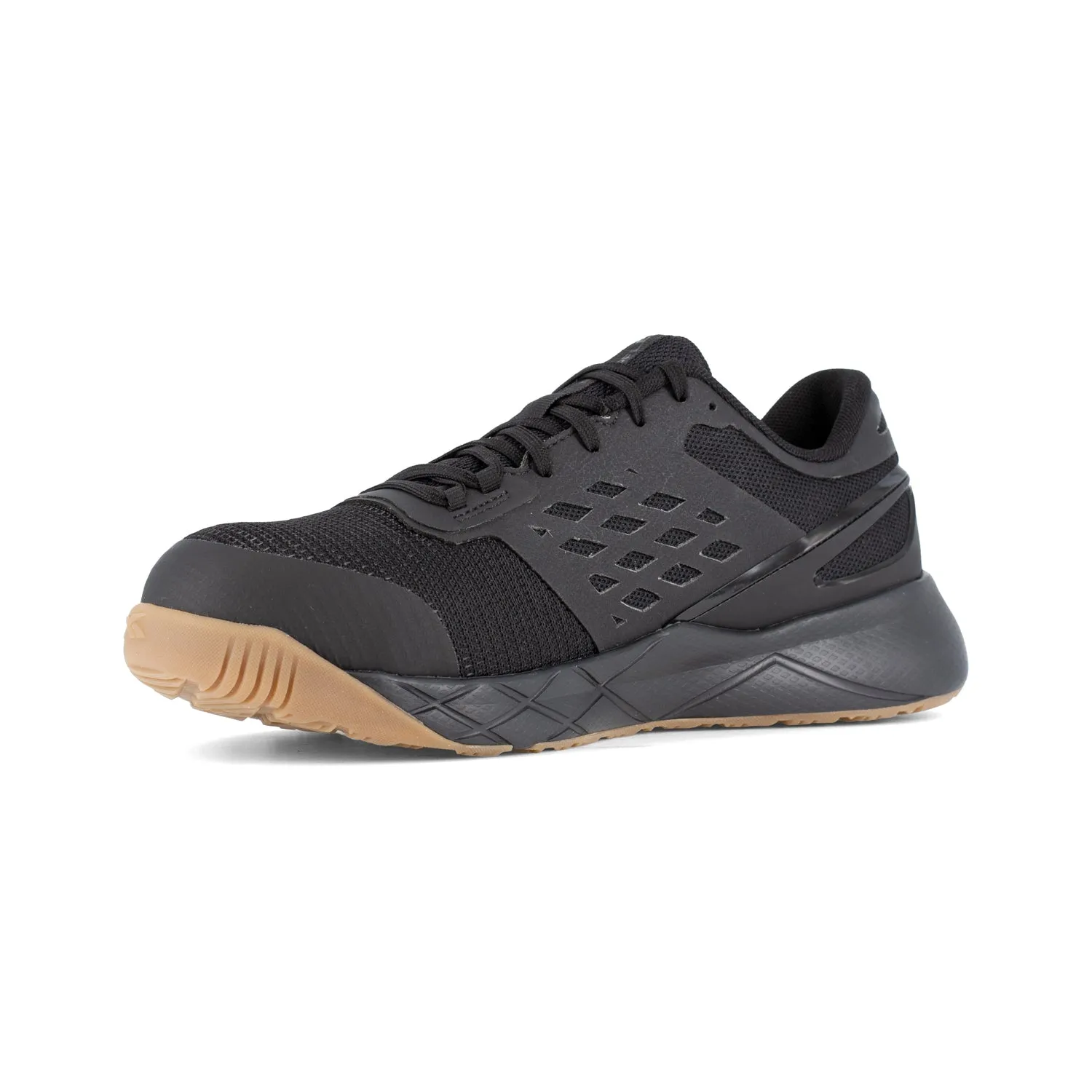 Reebok Mens Nanoflex TR Black/Tan Mesh CT EH Athletic Work Shoes