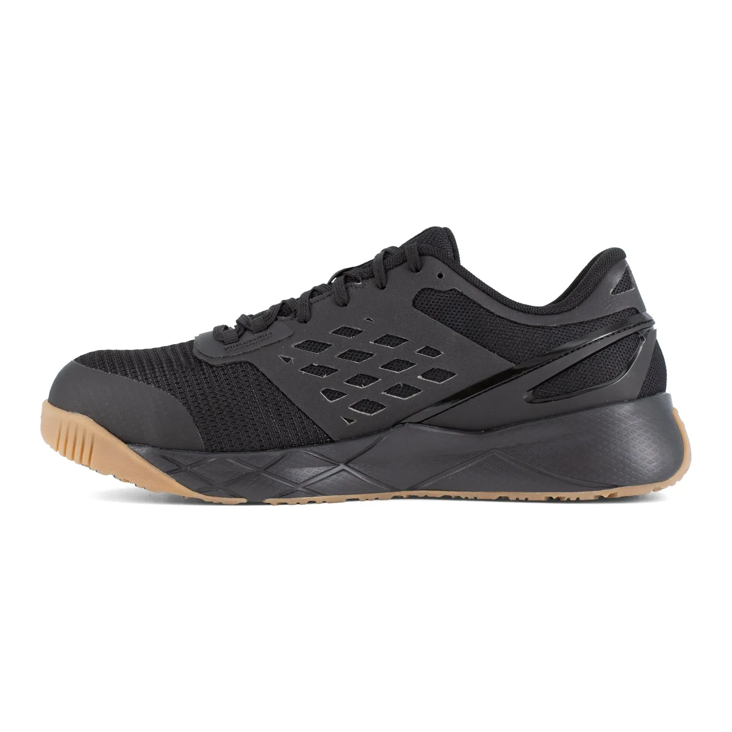 Reebok Mens Nanoflex TR Black/Tan Mesh CT EH Athletic Work Shoes