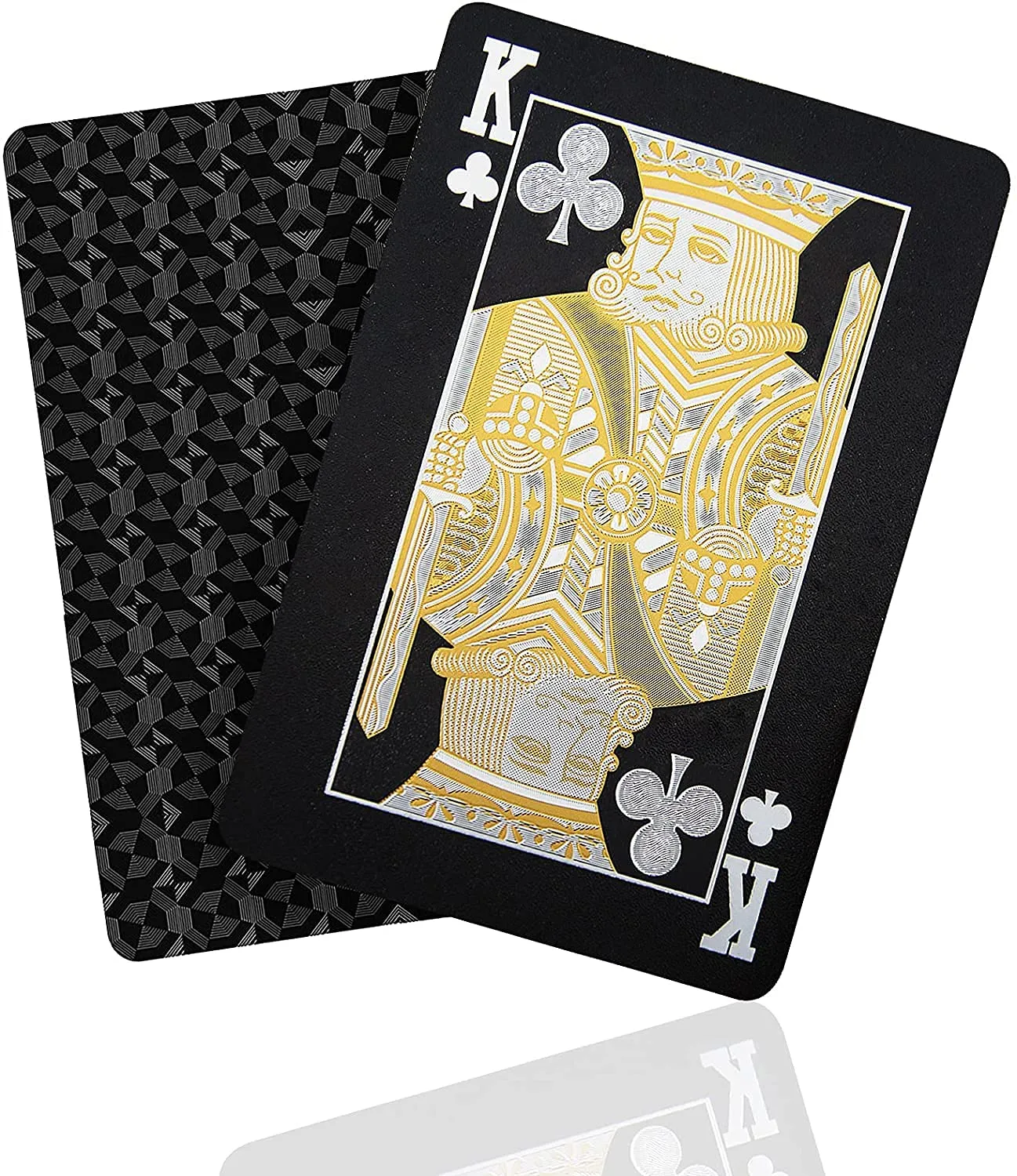 RIANZ Waterproof Black Playing Cards, Luxury Deck of Cards with Shiny Diamond Pattern & HD Printing, Premium Plastic Poker Cards | Durable & Flexible (Black, Gold, Silver) 1 Deck for Adult