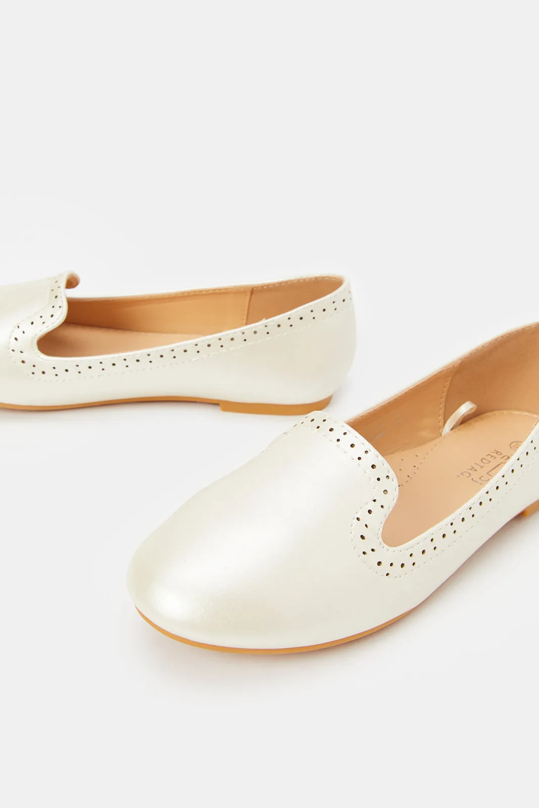 Senior Girls Ivory Embellished Loafer