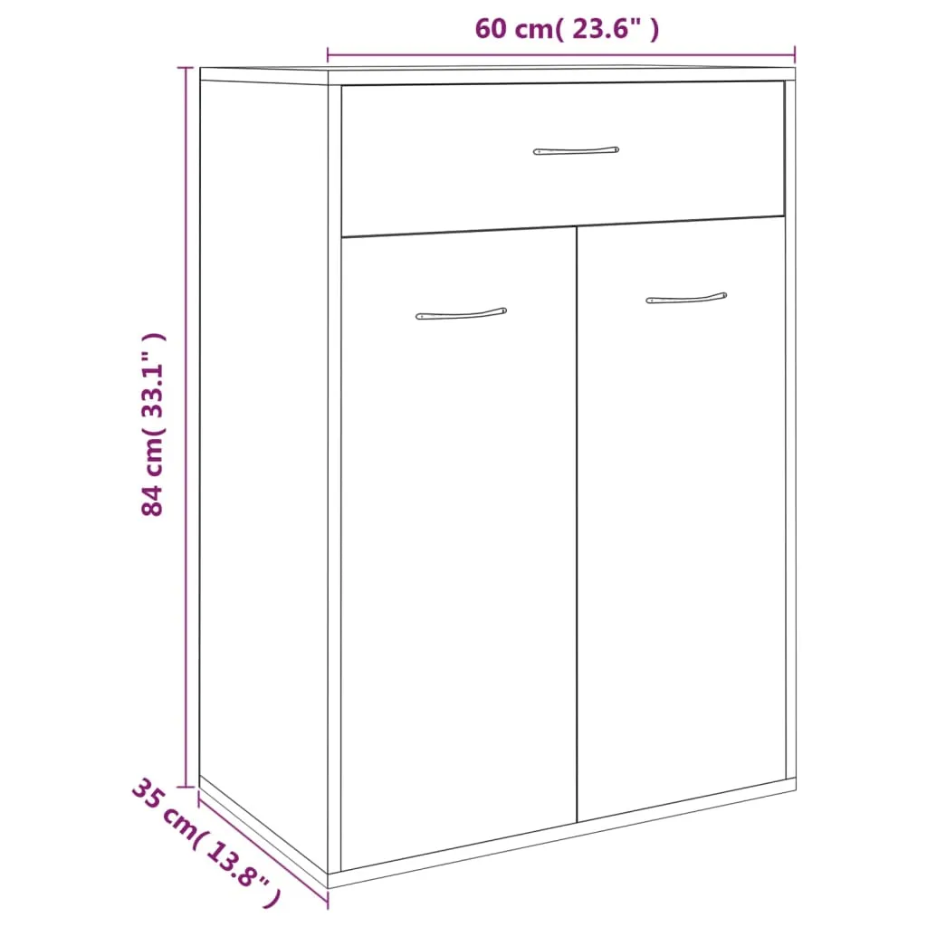 Shoe Cabinet Grey Sonoma 60x35x84 cm Engineered Wood