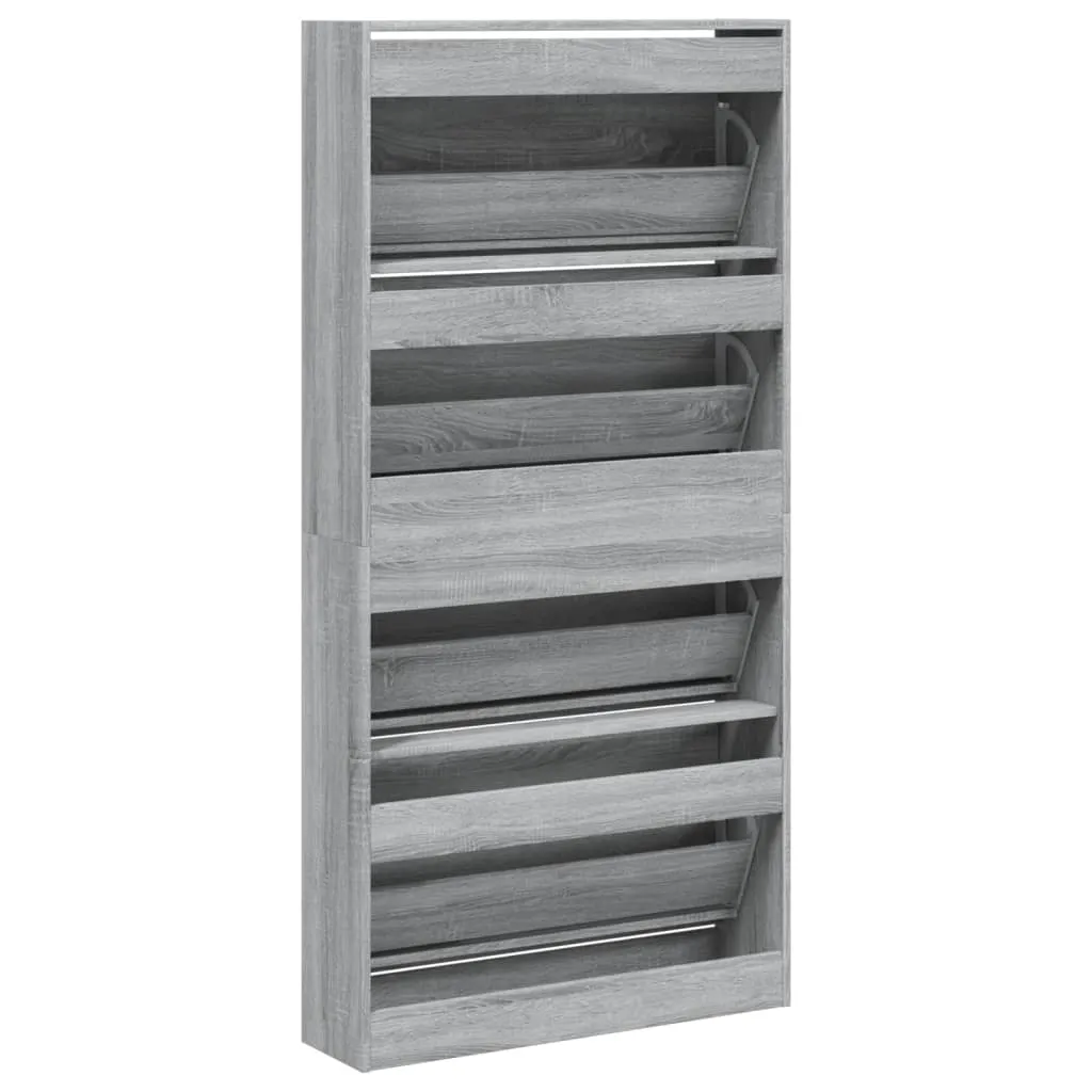 Shoe Cabinet with 4 Flip-Drawers Grey Sonoma 80x21x163.5 cm