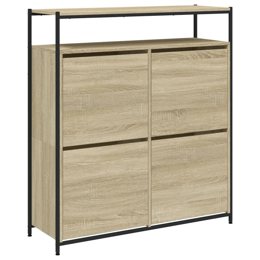 Shoe Cabinet with 4 Flip-Drawers Sonoma Oak 100x34x112 cm