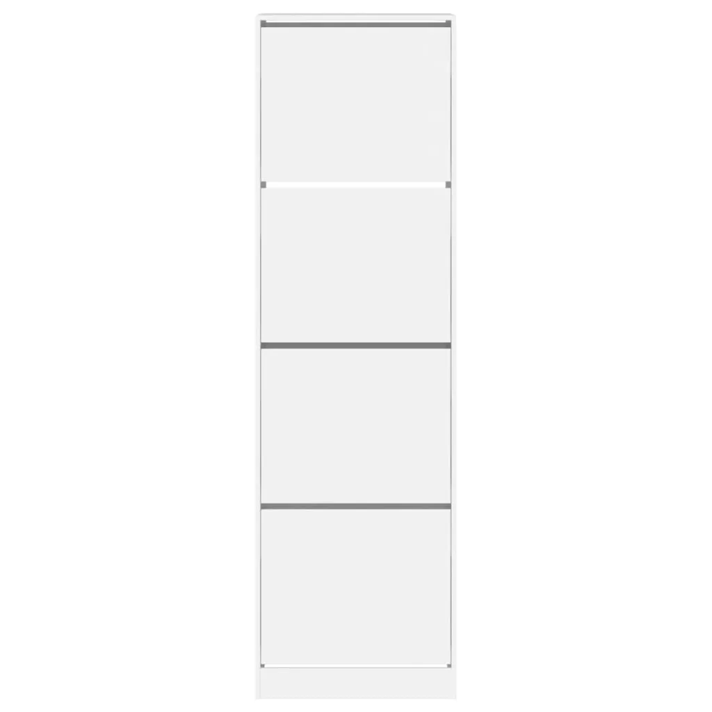 Shoe Cabinet with 4 Flip-Drawers White 60x42x204 cm