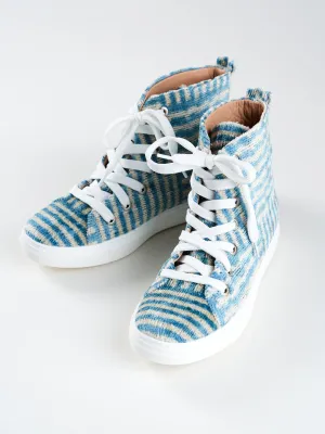 Silk Velvet Teal Stripe High Tops