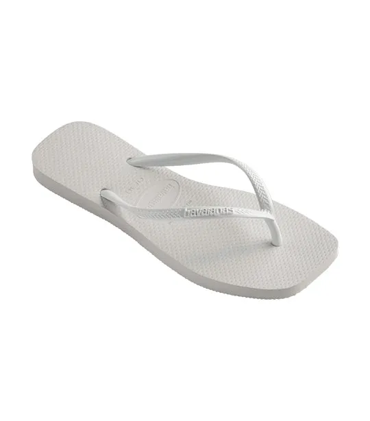 Slim Square Flip Flops White