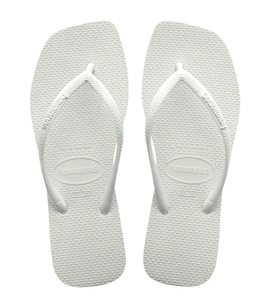 Slim Square Flip Flops White