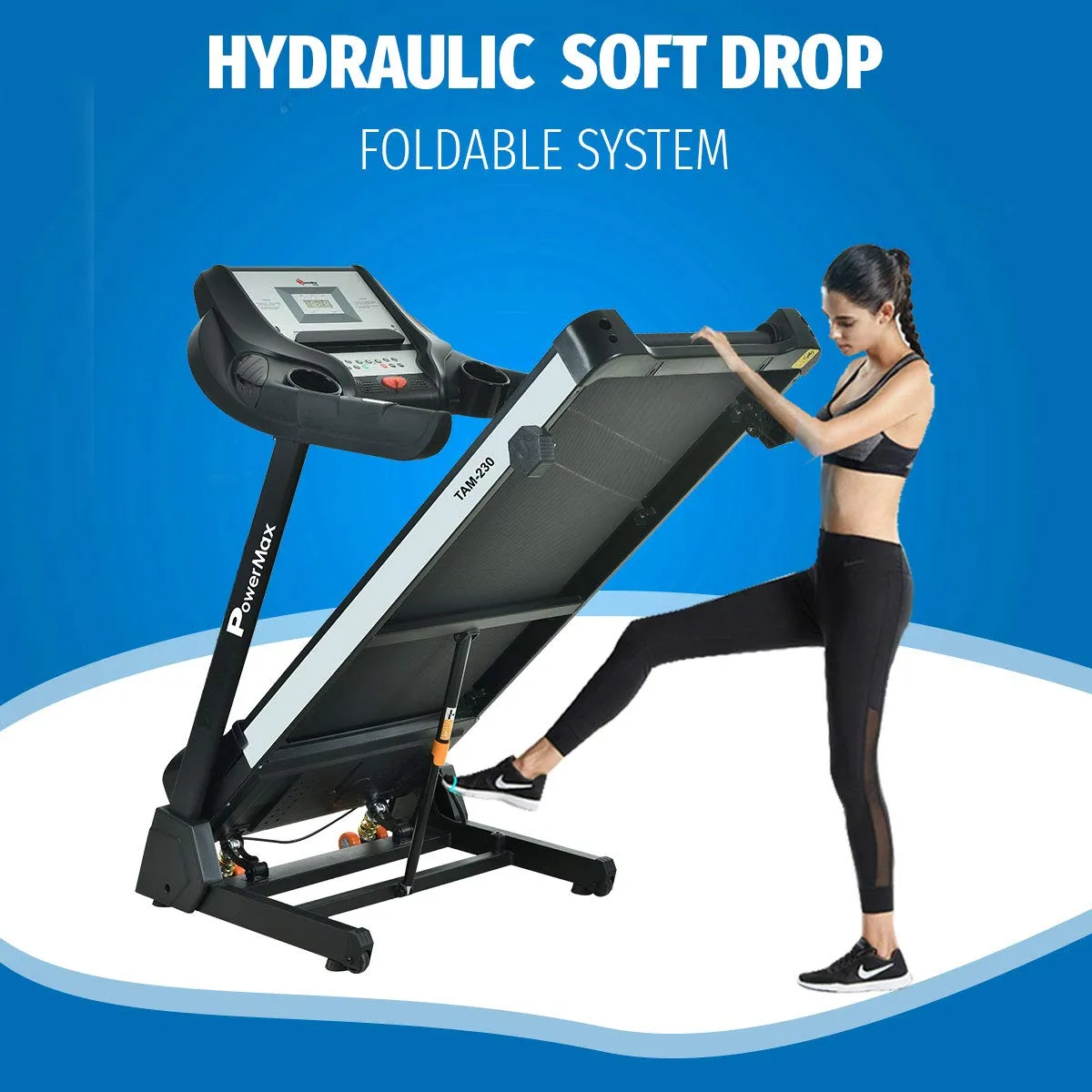 TAM-230 (4HP) Motorised Treadmill for Home [Speed:14.8kmph | Max User Weight:110kg | Foldable | 12 Workout Programs | MP3] Free Installation Assistance & Demo - 3 Year Motor Warranty