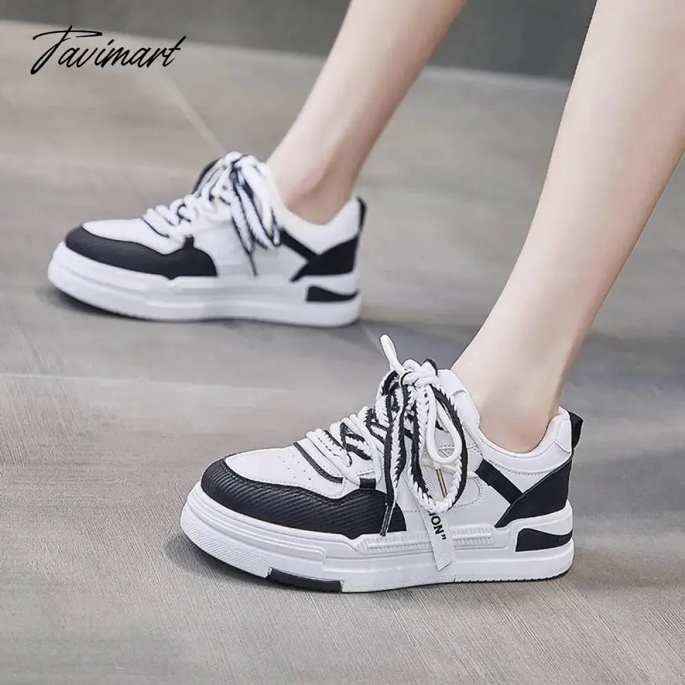 Tavimart Spring New Woman Shoes Fashion Mixed Colors Platform Sneakers Trend Low Top Skateboarding Shoes Urban Casual Women Sneakers