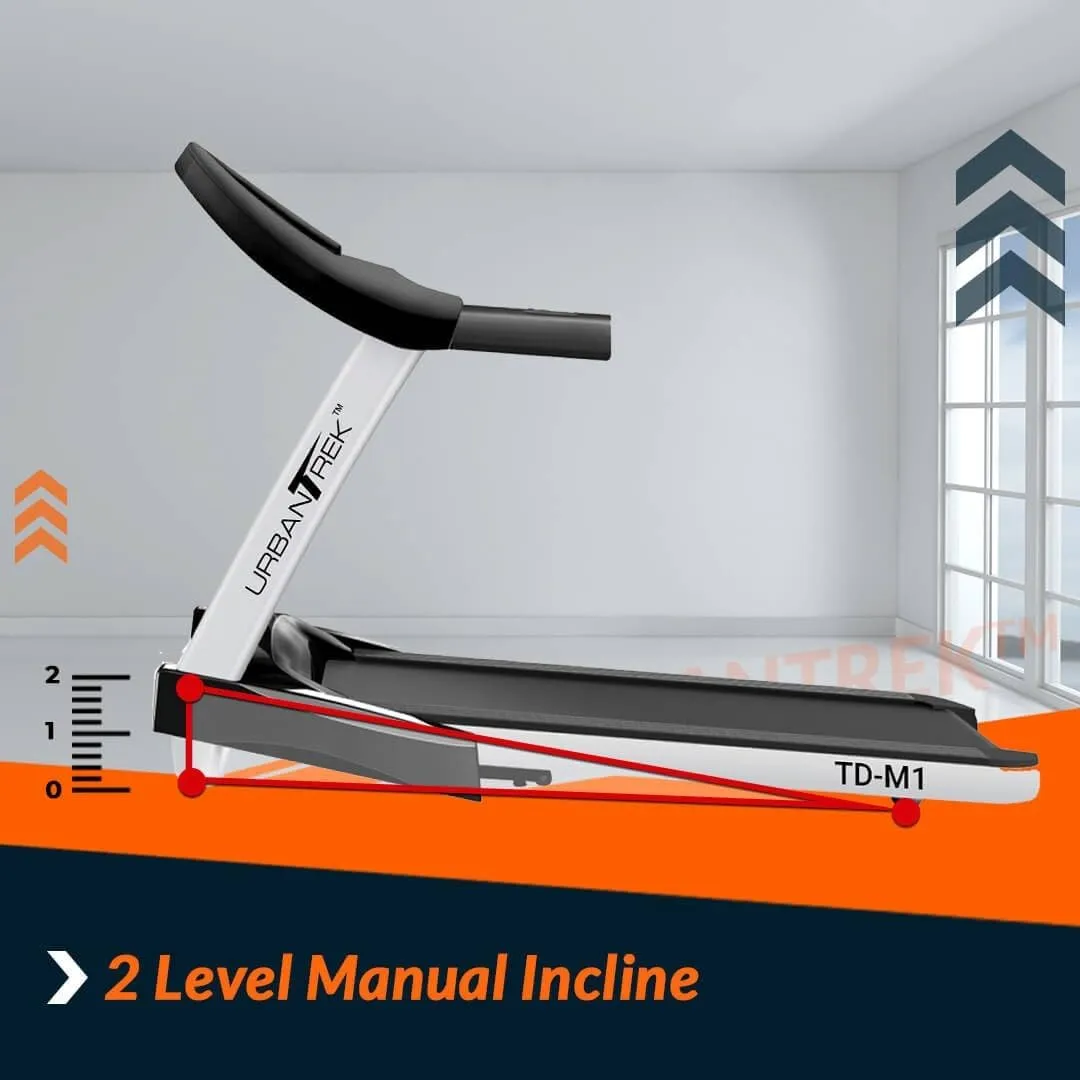 TD-M1 (4HP Peak) Motorized Treadmill for Home Use with 12 Pre-Set Workout |Max Speed 12km/hr |(Free Installation Assistance) |Max User Weight 100 kg |Manual Incline |Exrercise Machine