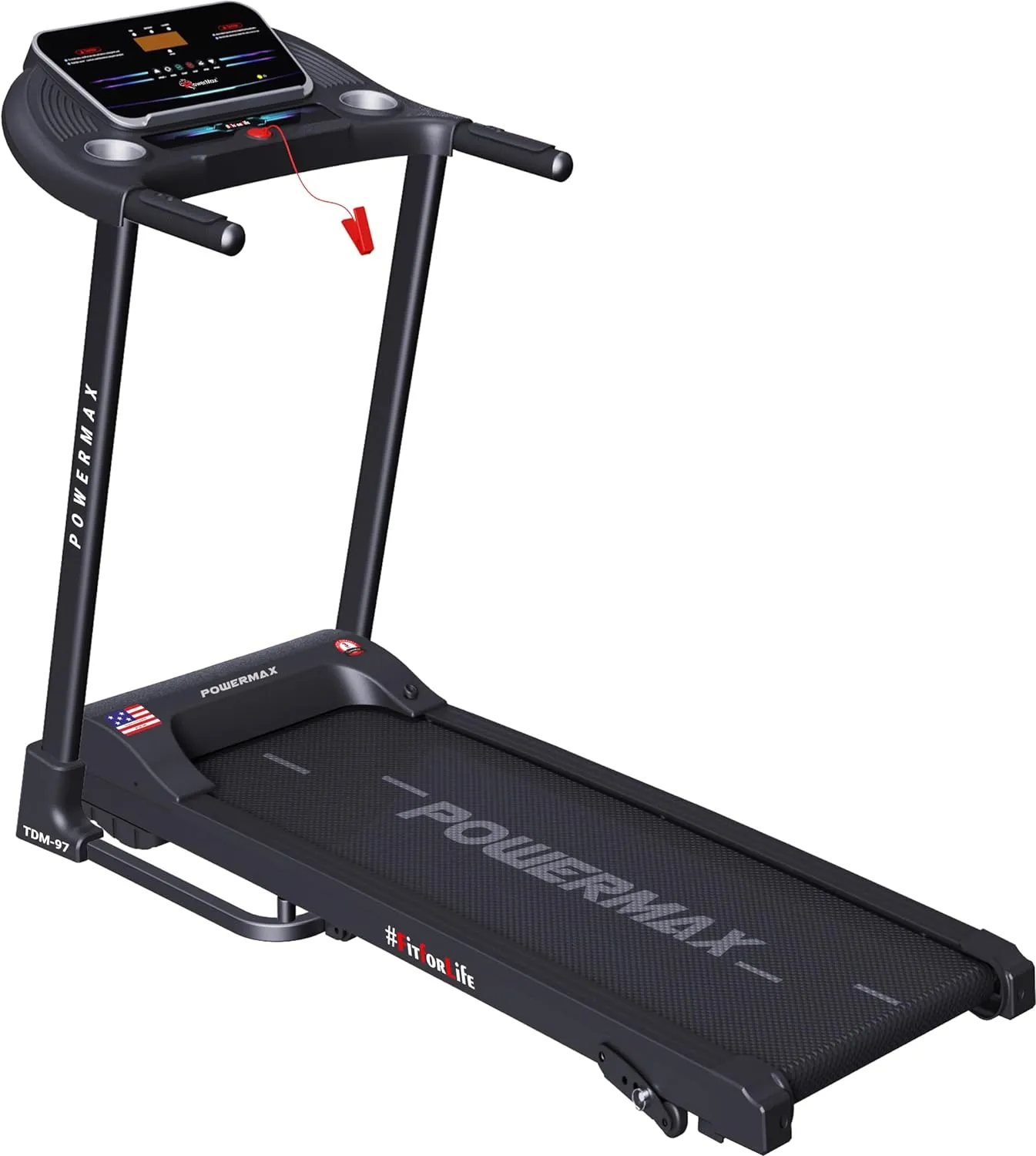 TDM-97 (2HP Peak) Motorized Foldable Treadmill for Home Use | Manual Incline Execise Machine | Pre-set Workout Programs | LED Display | heart rate sensor cardio equipment | user 100kg