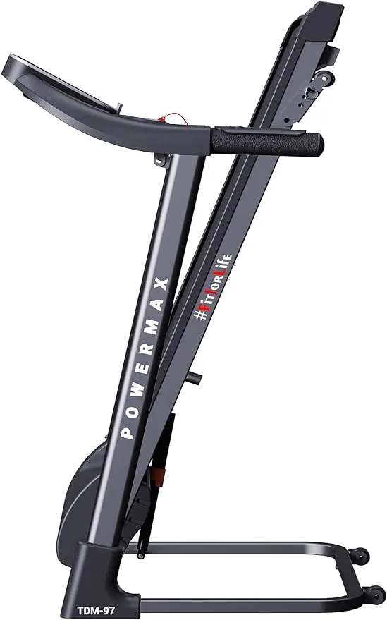 TDM-97 (2HP Peak) Motorized Foldable Treadmill for Home Use | Manual Incline Execise Machine | Pre-set Workout Programs | LED Display | heart rate sensor cardio equipment | user 100kg