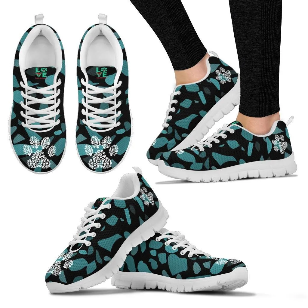 Terra Pattern with Pawprints - Women's Sneakers