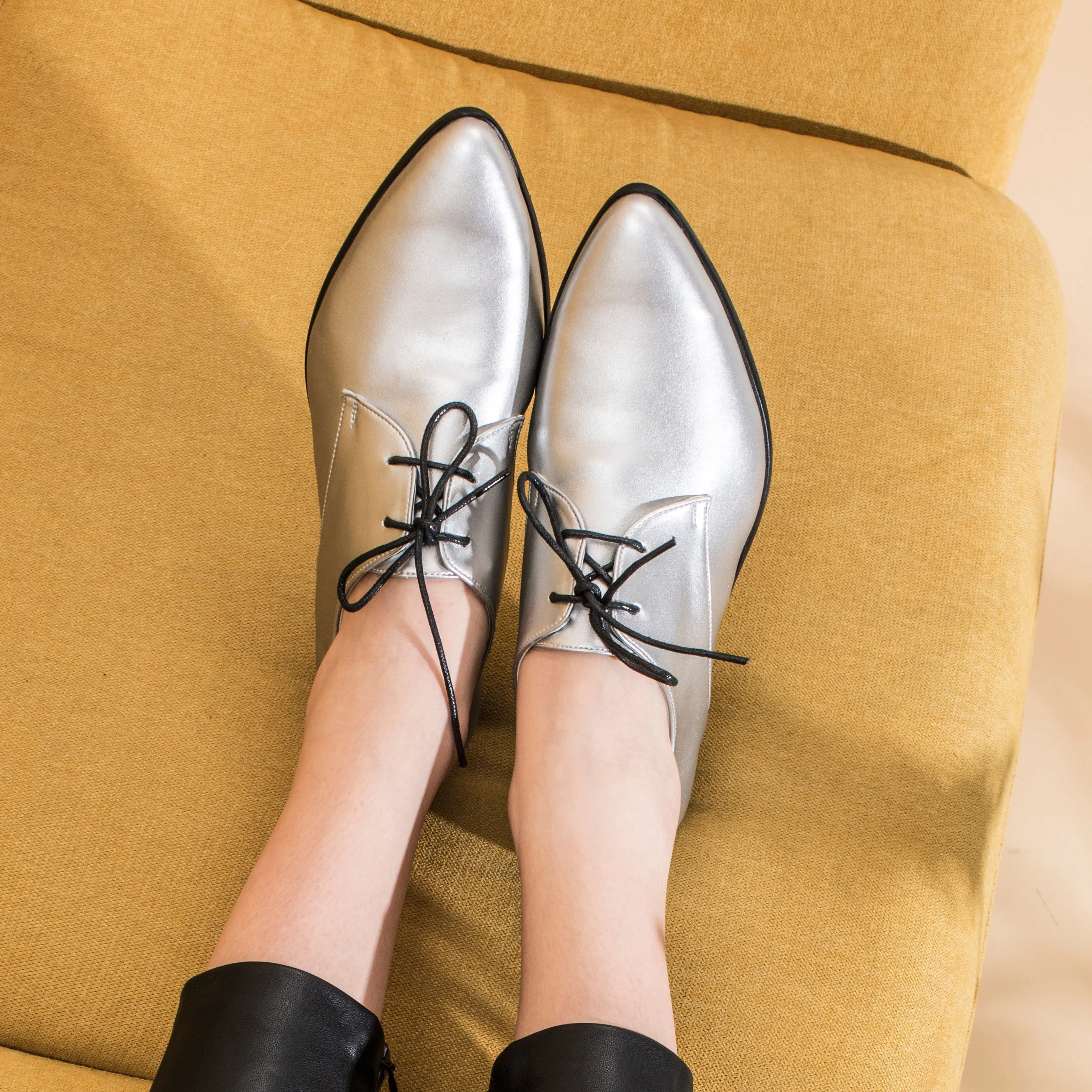 Vegan Silver Oxfords