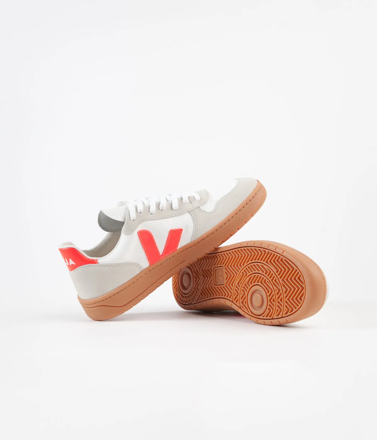 Veja V-10 B-Mesh Shoes - White / Orange Fluoro / Natural