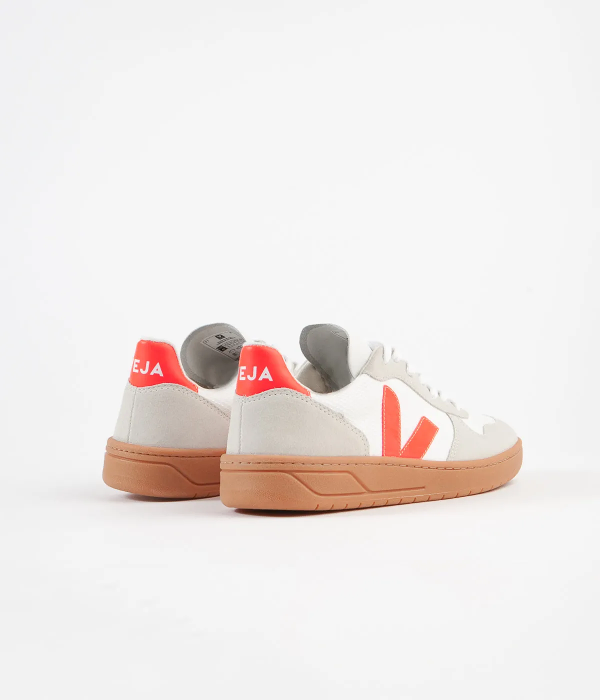 Veja V-10 B-Mesh Shoes - White / Orange Fluoro / Natural