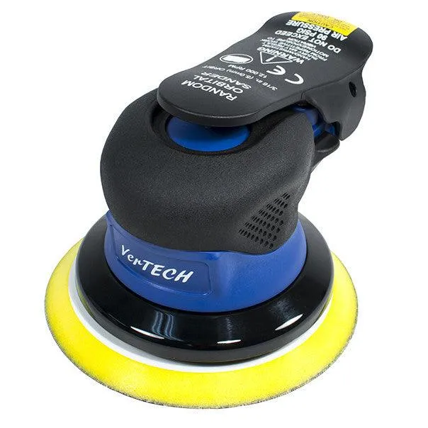 Vertech 5" & 6" Palm Style Air Random Orbital Sander - Composite Housing - 3/16" Orbit