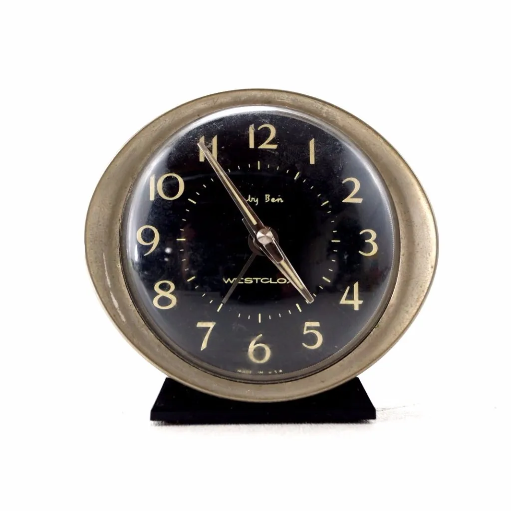 Vintage Baby Ben Alarm Clock by Westclox in Black and Silver (c.1940s)