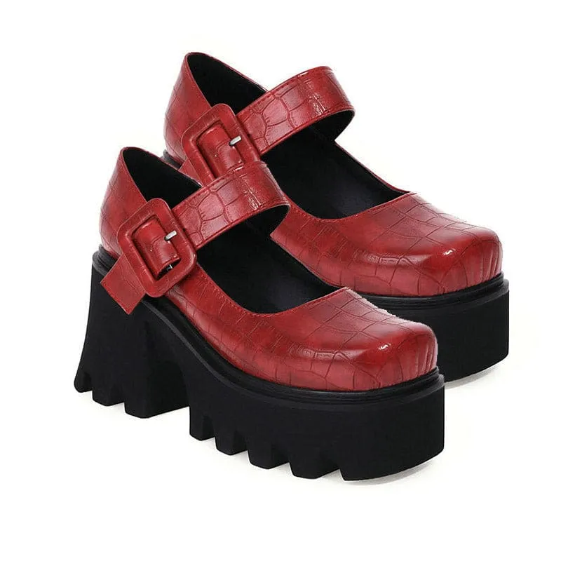 Vintage Mary Jane Shoes Platform Strap Buckle