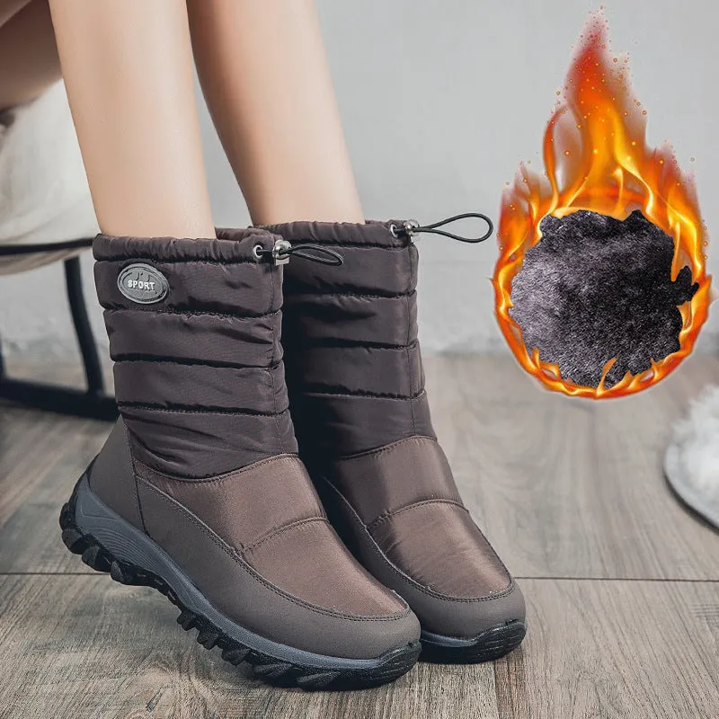 Warm Mid-Calf Boots Casual Winter Boots Anti-Slip Cold Weather Outdoor Walking Shoes