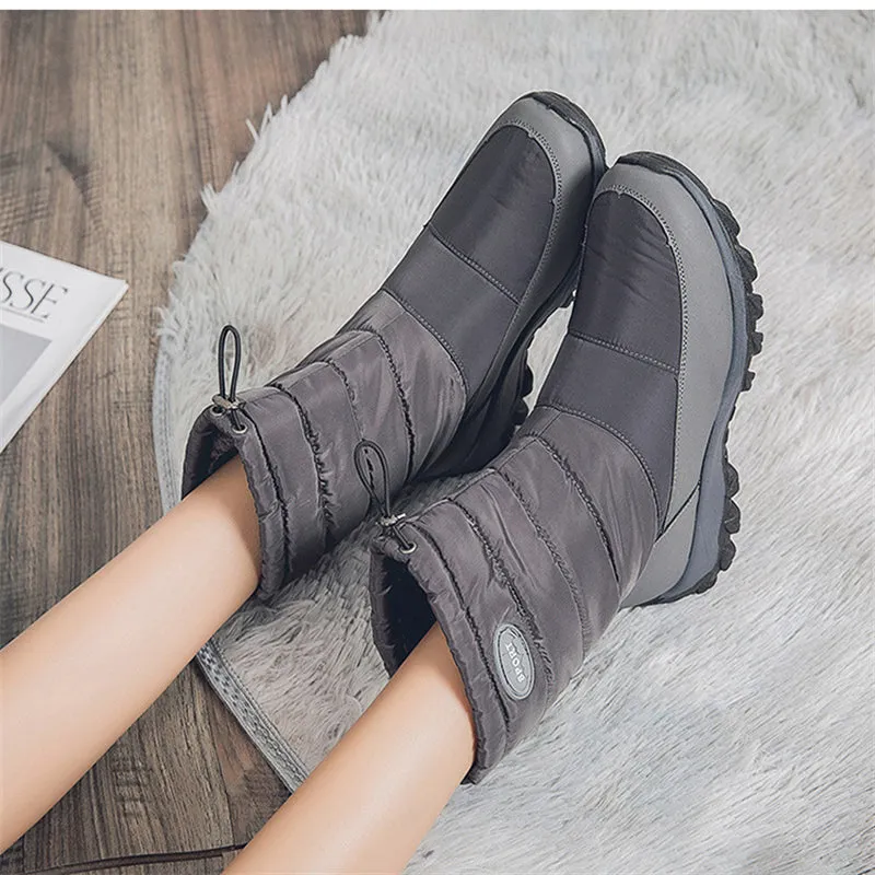 Warm Mid-Calf Boots Casual Winter Boots Anti-Slip Cold Weather Outdoor Walking Shoes