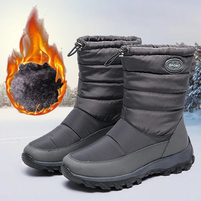 Warm Mid-Calf Boots Casual Winter Boots Anti-Slip Cold Weather Outdoor Walking Shoes