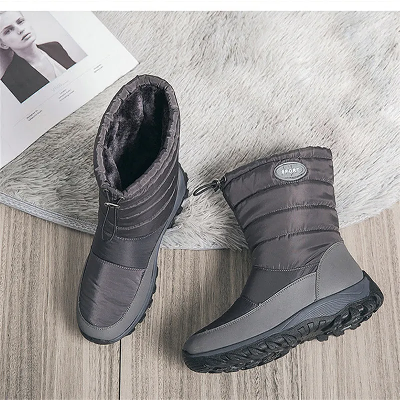 Warm Mid-Calf Boots Casual Winter Boots Anti-Slip Cold Weather Outdoor Walking Shoes