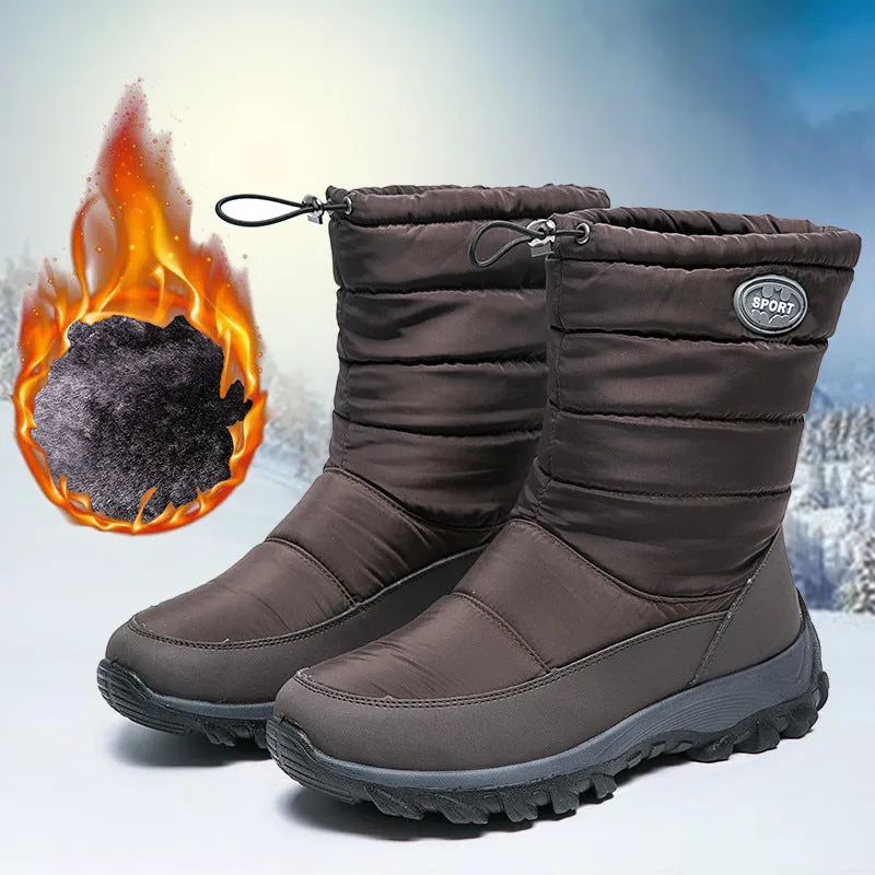 Warm Mid-Calf Boots Casual Winter Boots Anti-Slip Cold Weather Outdoor Walking Shoes