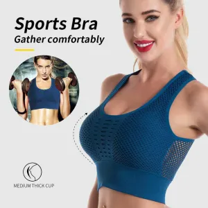 Women Sports Bra Sexy Mesh Breathable Sports Top Push Up Female Gym Fitness Sports Underwear Female