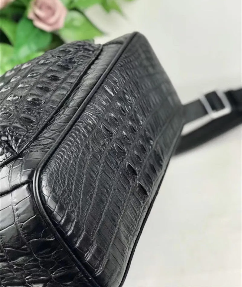 Women's Authentic Exotic Genuine Crocodile Skin Zipper Closure Backpack