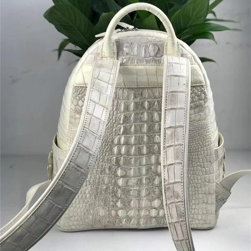 Women's Authentic Exotic Genuine Crocodile Skin Zipper Closure Backpack